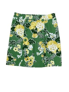 Talbots Cotton Pique Green, Yellow and White Floral Skirt Size 12P